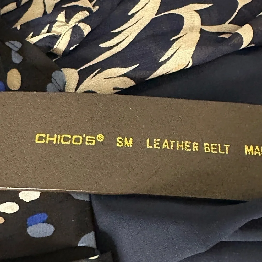 Chico’s adjustable boho metal hook closure leather belt Size S/M